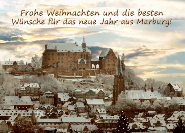 Weihnachtskarte "Marburger Oberstadt im Schnee" (10 Stk.)