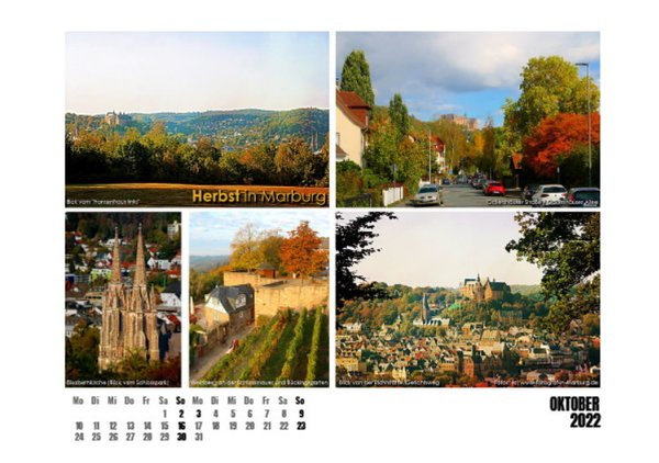 Kalender Marburg 2022 mit Fotos von Manfred Hilberger